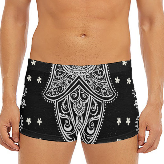 Black And White Hamsa Print Men's Short Boxer Briefs