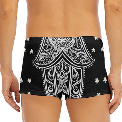 Black And White Hamsa Print Men's Short Boxer Briefs
