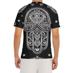 Black And White Hamsa Print Men's Short Sleeve Rash Guard