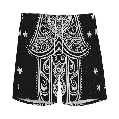 Black And White Hamsa Print Men's Sports Shorts