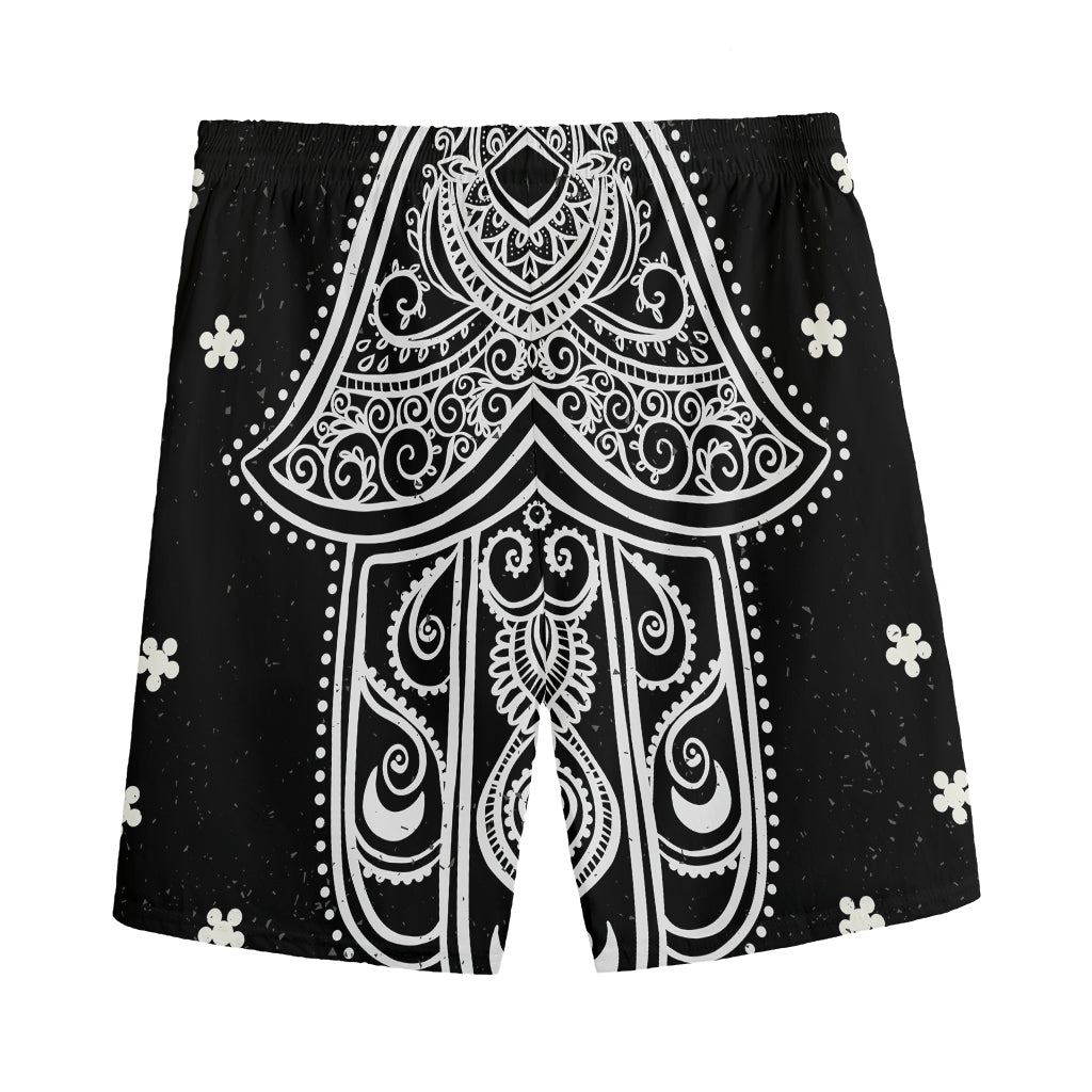 Black And White Hamsa Print Men's Sports Shorts