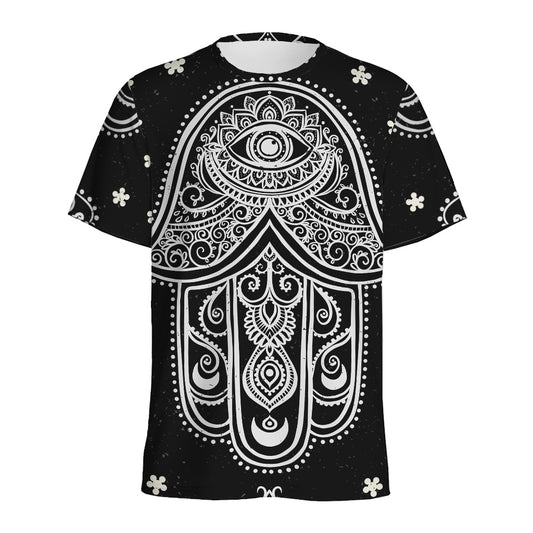 Black And White Hamsa Print Men's Sports T-Shirt