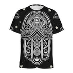 Black And White Hamsa Print Men's Sports T-Shirt