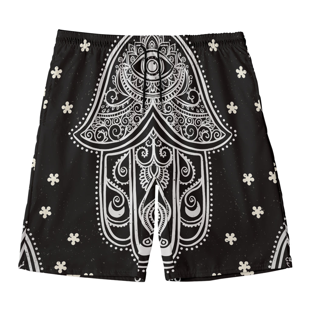 Black And White Hamsa Print Men's Swim Trunks