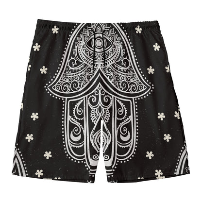 Black And White Hamsa Print Men's Swim Trunks