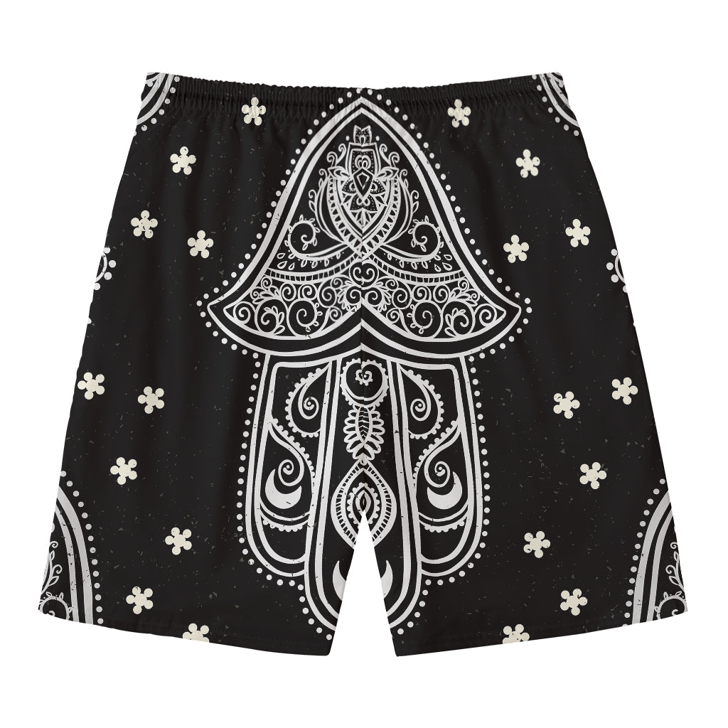 Black And White Hamsa Print Men's Swim Trunks