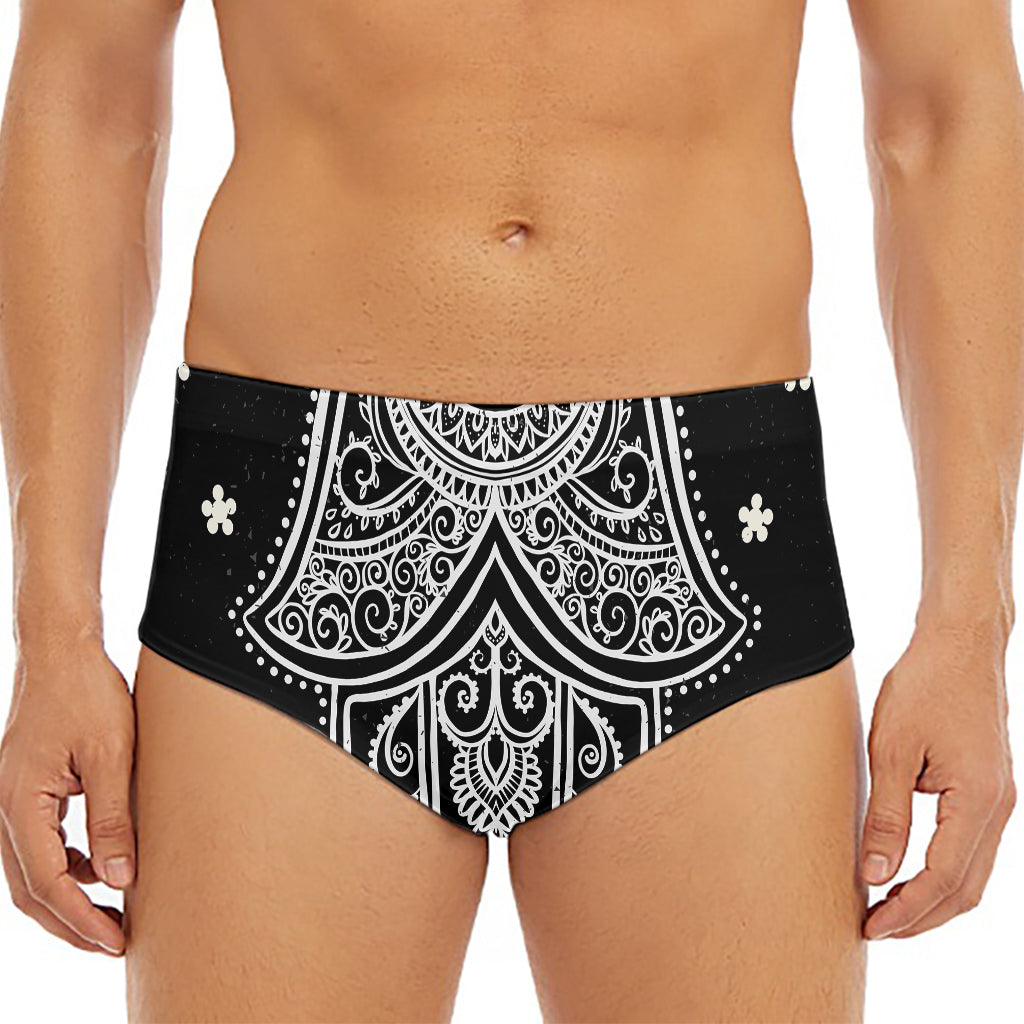 Black And White Hamsa Print Men's Triangle Swim Briefs