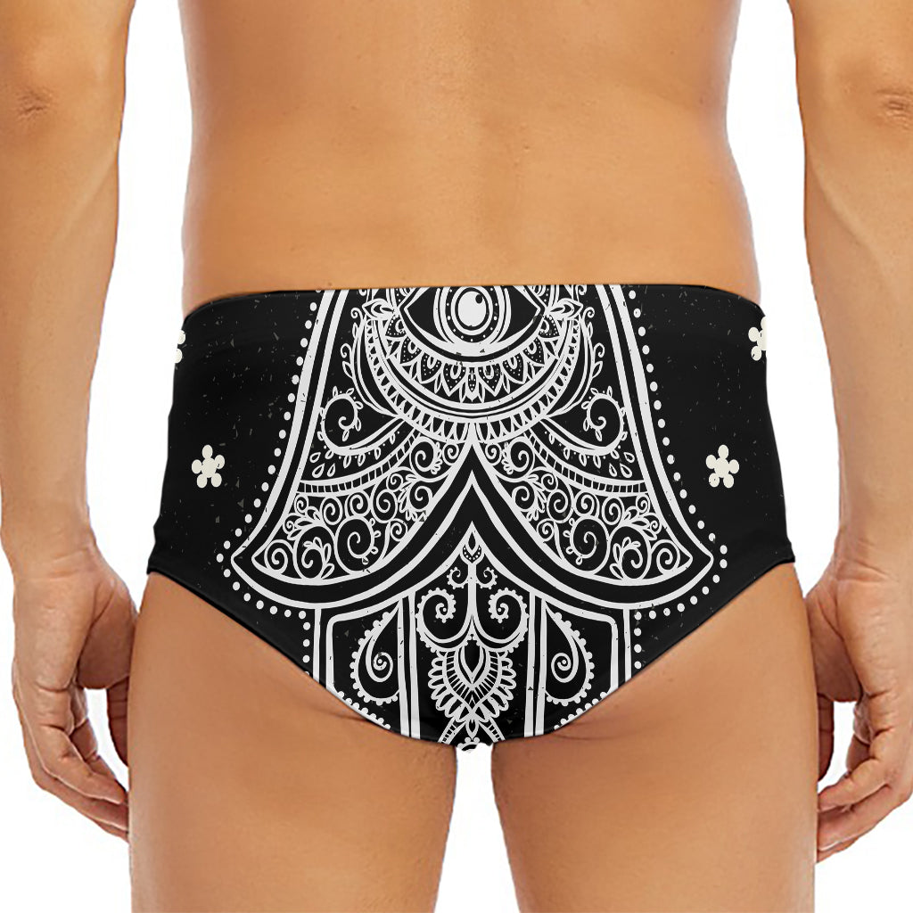 Black And White Hamsa Print Men's Triangle Swim Briefs