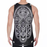 Black And White Hamsa Print Men's Velvet Tank Top