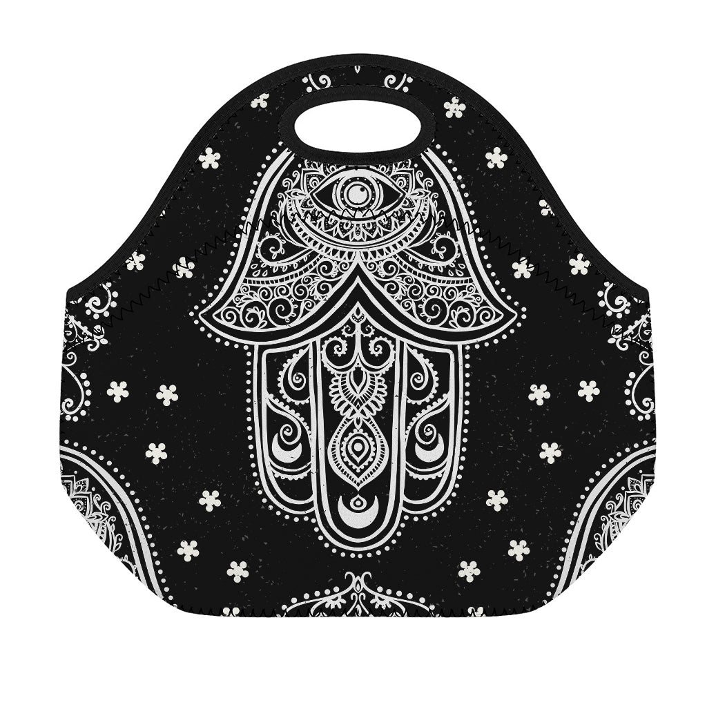 Black And White Hamsa Print Neoprene Lunch Bag