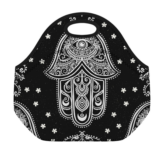 Black And White Hamsa Print Neoprene Lunch Bag