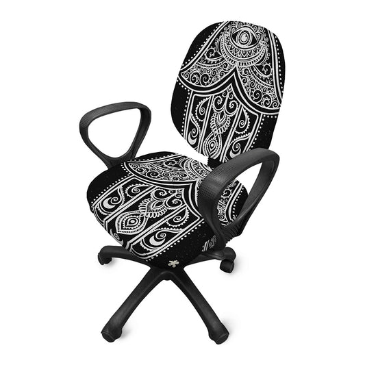 Black And White Hamsa Print Office Chair Cover