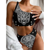 Black And White Hamsa Print One Shoulder Bikini Top