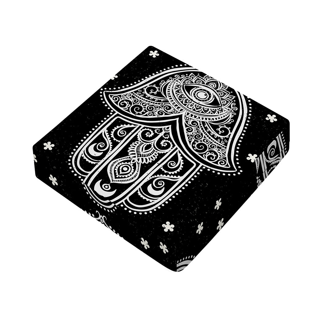 Black And White Hamsa Print Outdoor Seat Cushion Cover