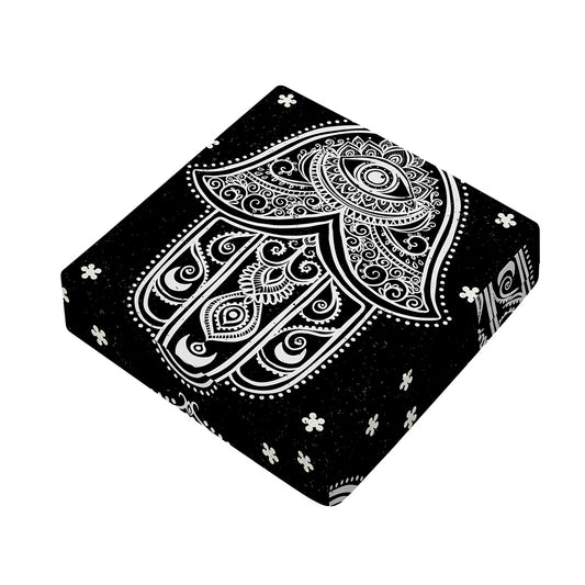 Black And White Hamsa Print Outdoor Seat Cushion Cover