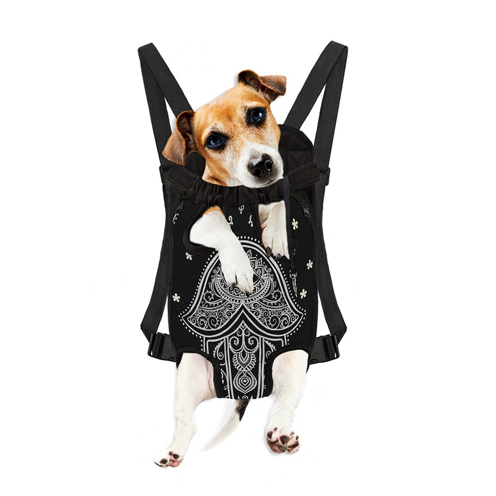 Black And White Hamsa Print Pet Carrier Backpack