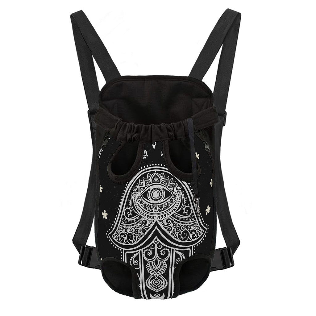 Black And White Hamsa Print Pet Carrier Backpack
