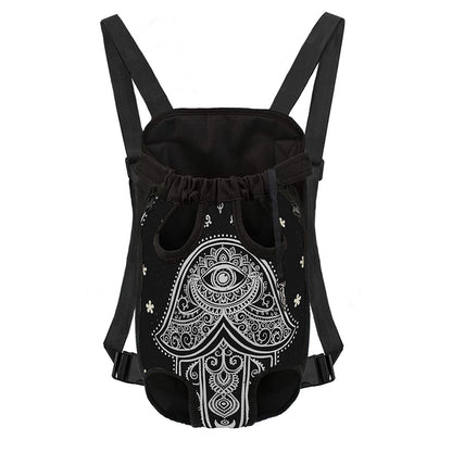 Black And White Hamsa Print Pet Carrier Backpack
