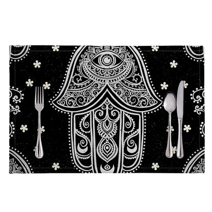 Black And White Hamsa Print Placemat