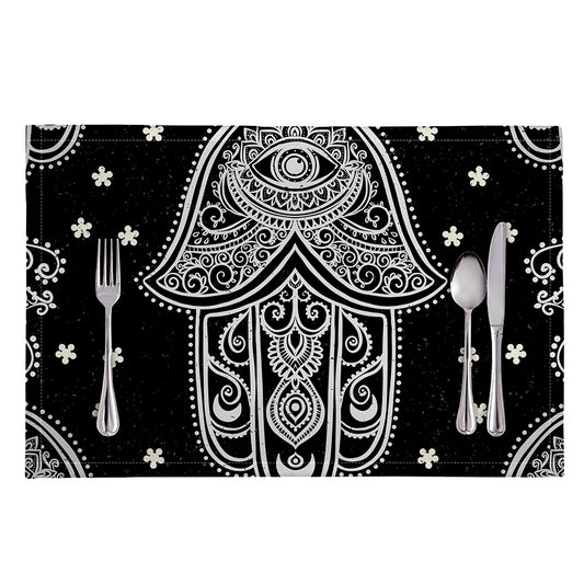 Black And White Hamsa Print Placemat