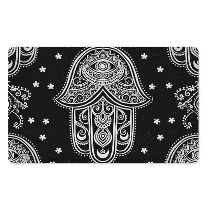 Black And White Hamsa Print Polyester Doormat
