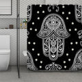 Black And White Hamsa Print Polyester Shower Curtain
