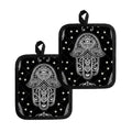 Black And White Hamsa Print Pot Holders