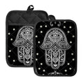 Black And White Hamsa Print Pot Holders With Pocket