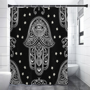 Black And White Hamsa Print Premium Shower Curtain