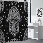 Black And White Hamsa Print Premium Shower Curtain