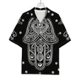 Black And White Hamsa Print Rayon Hawaiian Shirt