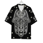 Black And White Hamsa Print Rayon Hawaiian Shirt