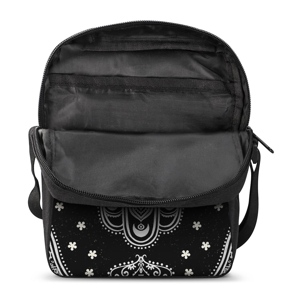 Black And White Hamsa Print Rectangular Crossbody Bag