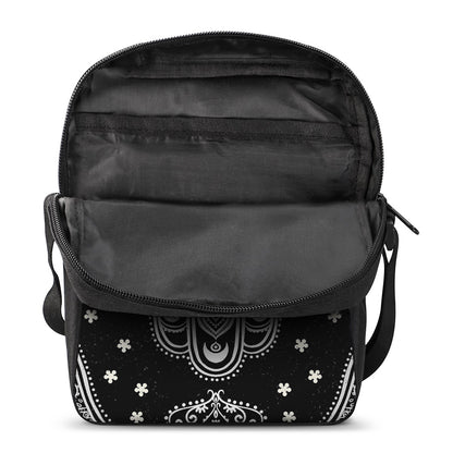Black And White Hamsa Print Rectangular Crossbody Bag