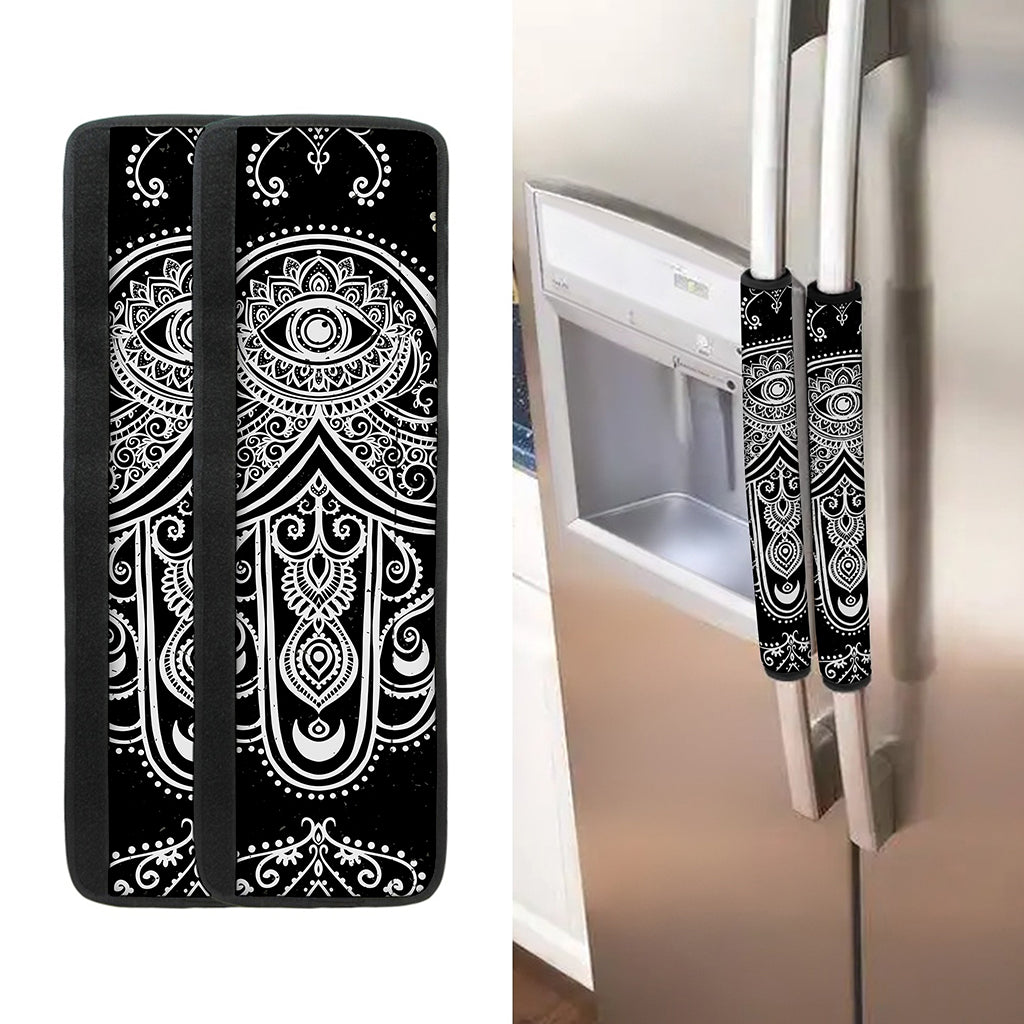 Black And White Hamsa Print Refrigerator Handle Covers