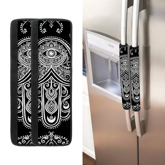 Black And White Hamsa Print Refrigerator Handle Covers
