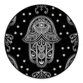 Black And White Hamsa Print Round Floor Mat