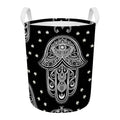 Black And White Hamsa Print Round Laundry Basket