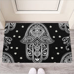 Black And White Hamsa Print Rubber Doormat