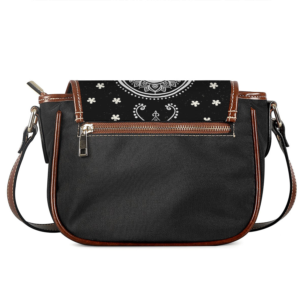 Black And White Hamsa Print Saddle Bag