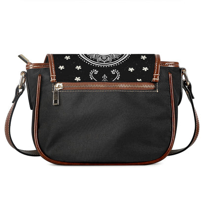 Black And White Hamsa Print Saddle Bag