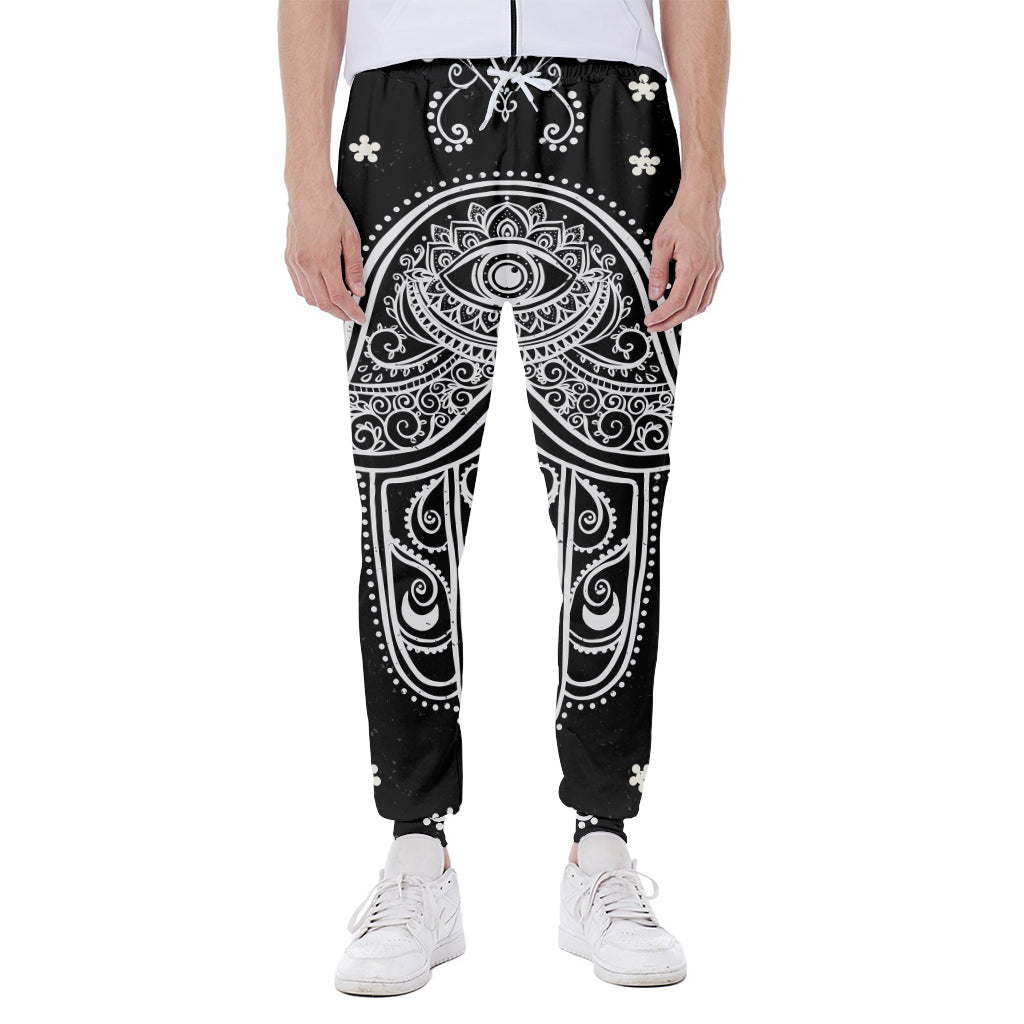 Black And White Hamsa Print Scuba Joggers