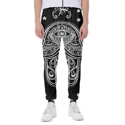 Black And White Hamsa Print Scuba Joggers