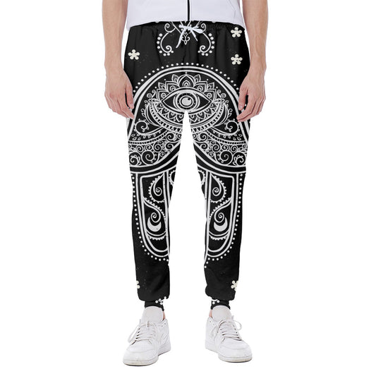 Black And White Hamsa Print Scuba Joggers