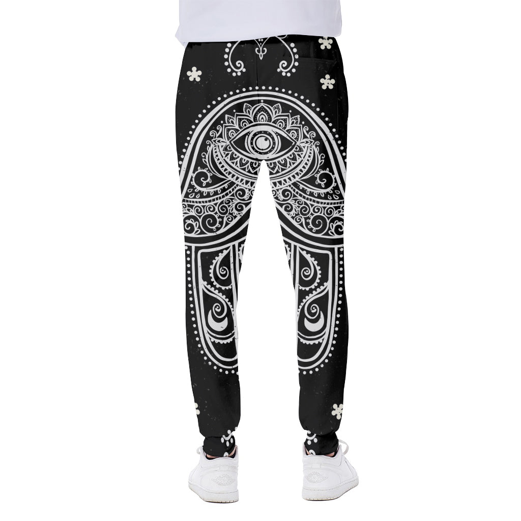 Black And White Hamsa Print Scuba Joggers