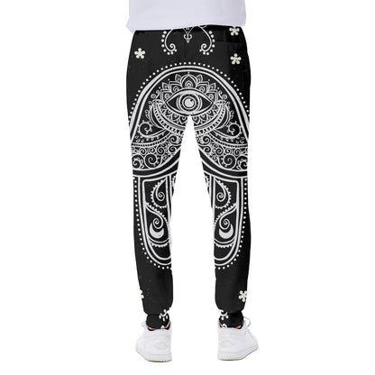 Black And White Hamsa Print Scuba Joggers