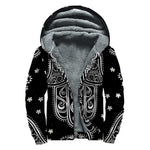 Black And White Hamsa Print Sherpa Lined Zip Up Hoodie