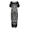 Black And White Hamsa Print Short Sleeve Long Nightdress