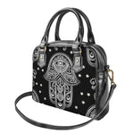 Black And White Hamsa Print Shoulder Handbag