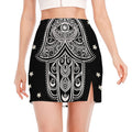 Black And White Hamsa Print Side Slit Mini Skirt